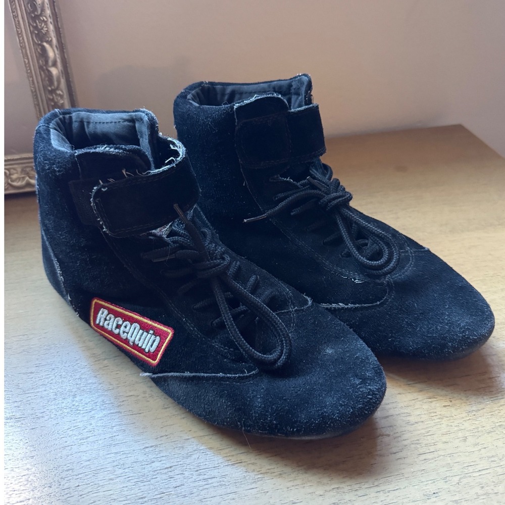 RaceQuip Black Suede Mid Top Racing Shoes SFI 3.3/5 Auto Driving Boots Mens 11